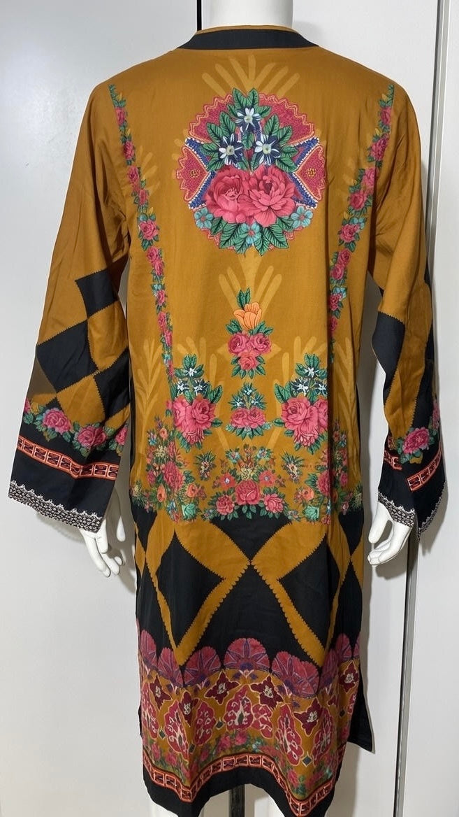 Sapphire casual long brown ready wear kurta collar neckline