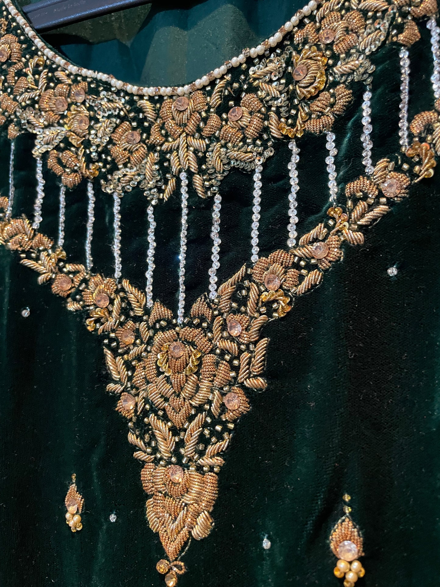 3 pcs long velvet suits with heavy stone embellishment