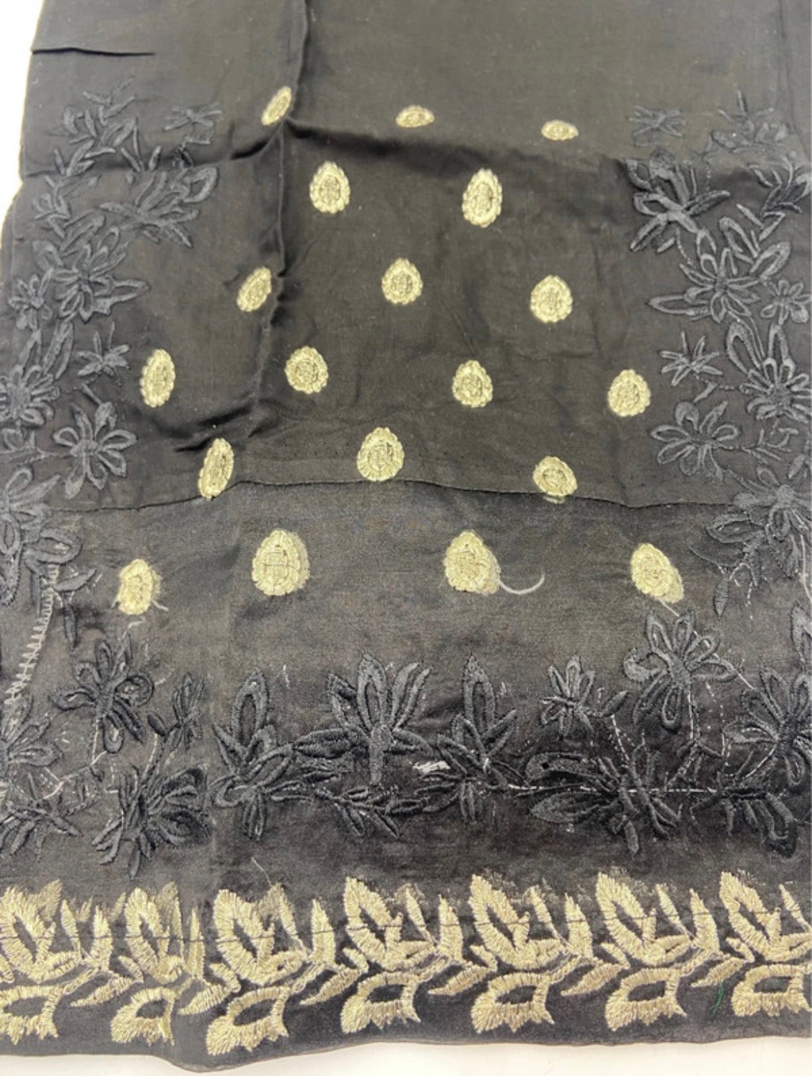 Embroidery net patch linen net border plazo trousers multi colours