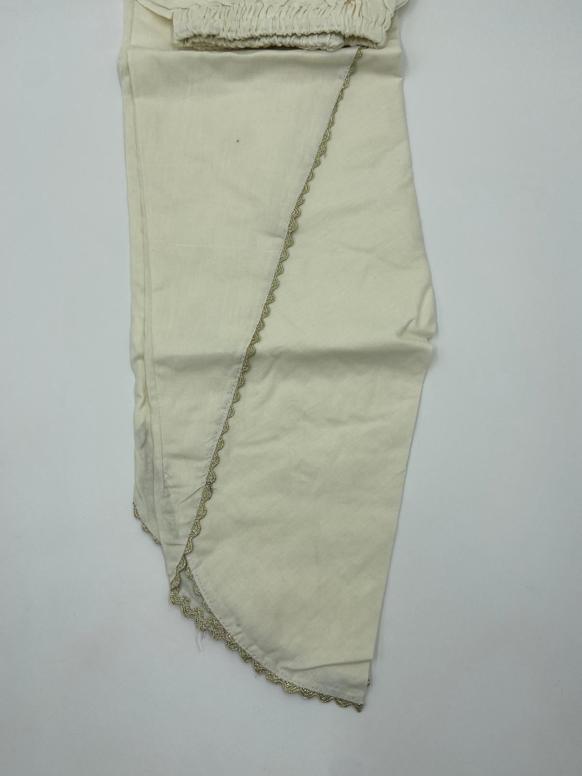 Cotton tulip trousers with gold lace border multiple colours