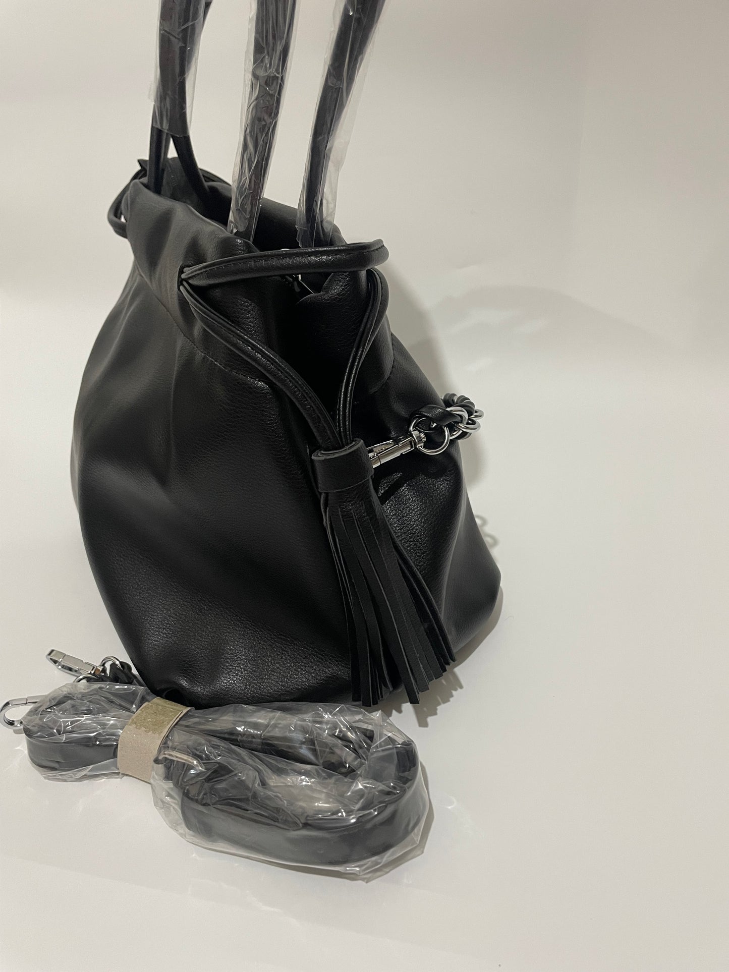 Black prada shoulder handbag with chain and long strap included