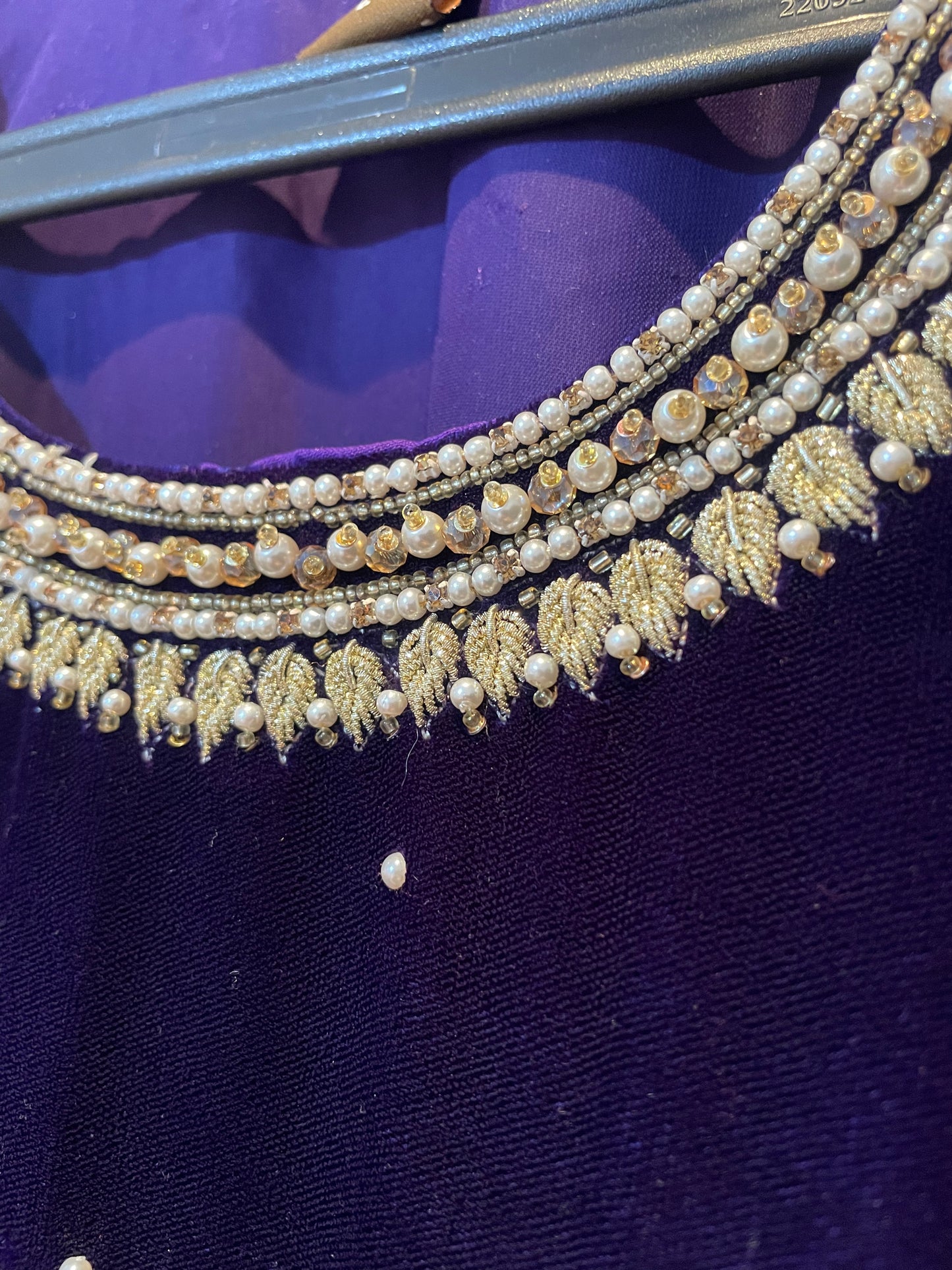 3 pcs long velvet suits with heavy stone embellishment