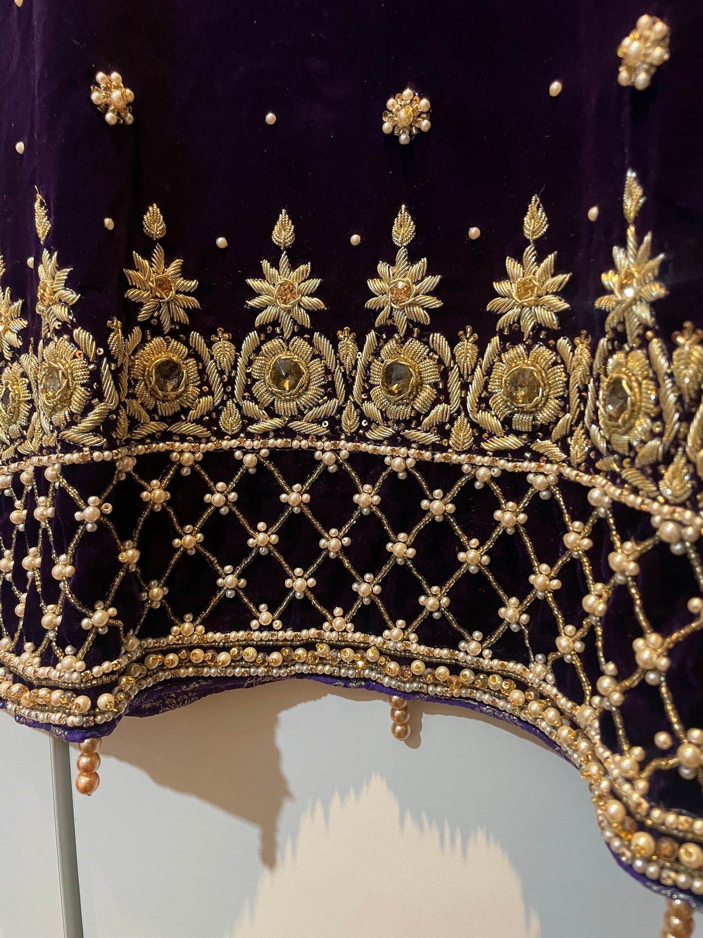 3 pcs long velvet suits with heavy stone embellishment