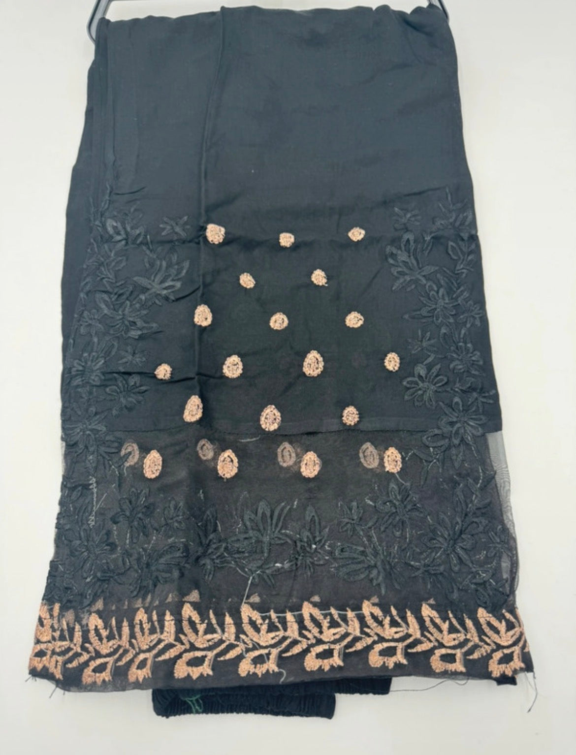 Embroidery net patch linen net border plazo trousers multi colours