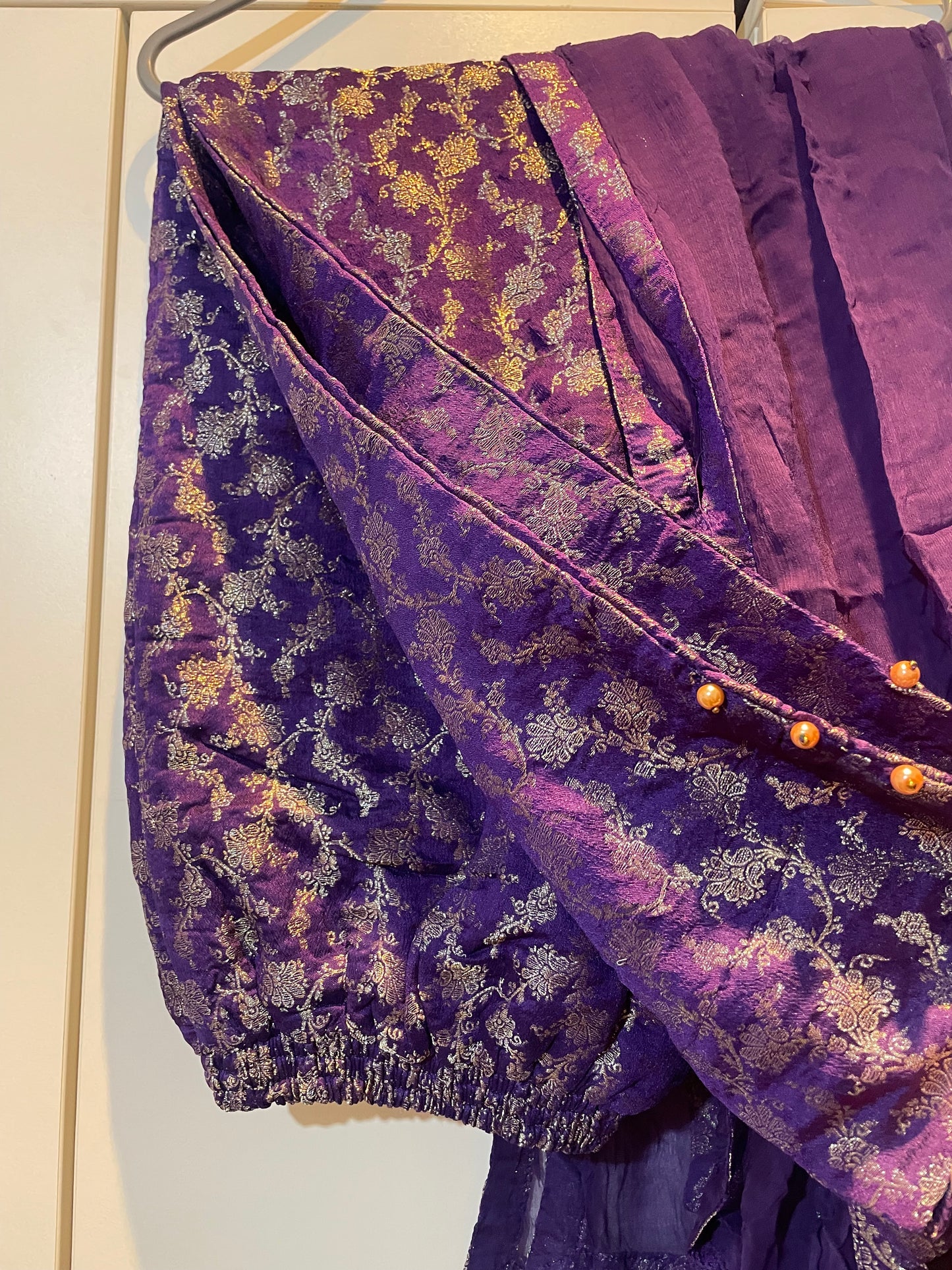 3 pcs long velvet suits with heavy stone embellishment