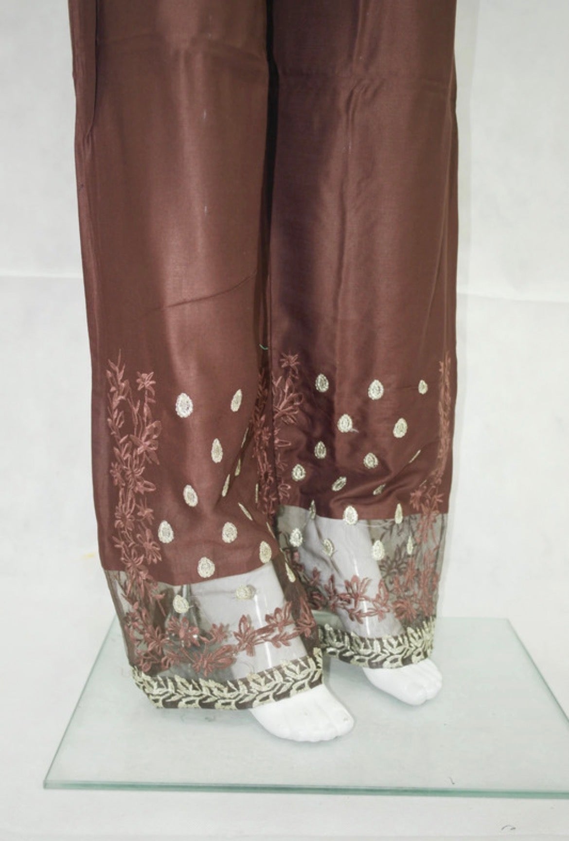 Embroidery net patch linen net border plazo trousers multi colours