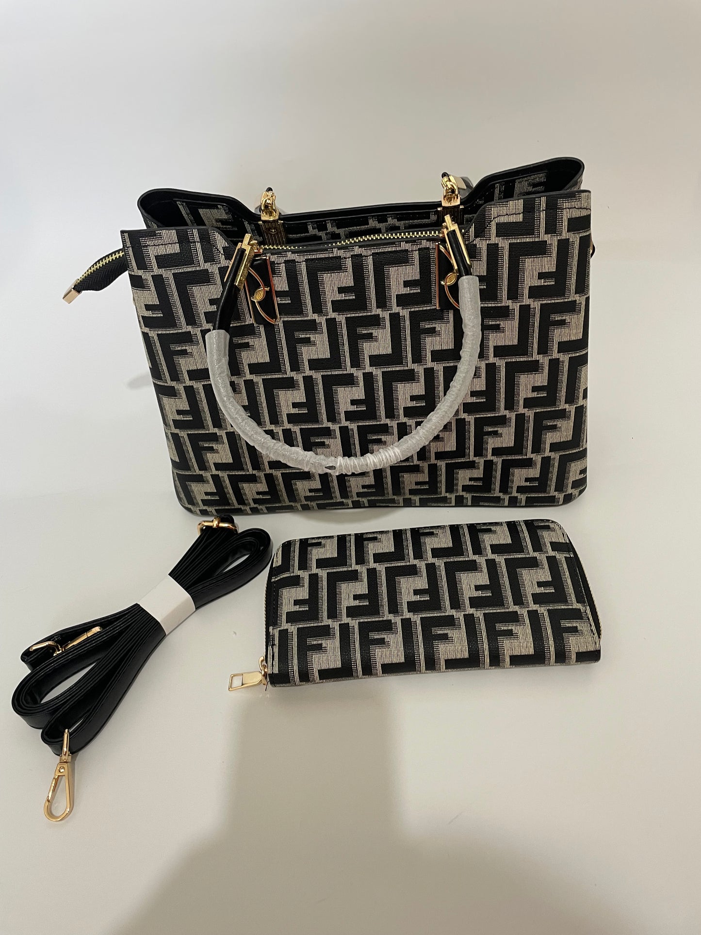 Fendi monogram purse handbag set of 2 with wallet included