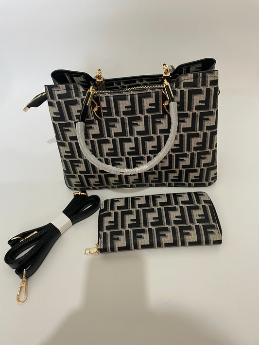 Fendi monogram purse handbag set of 2 with wallet included