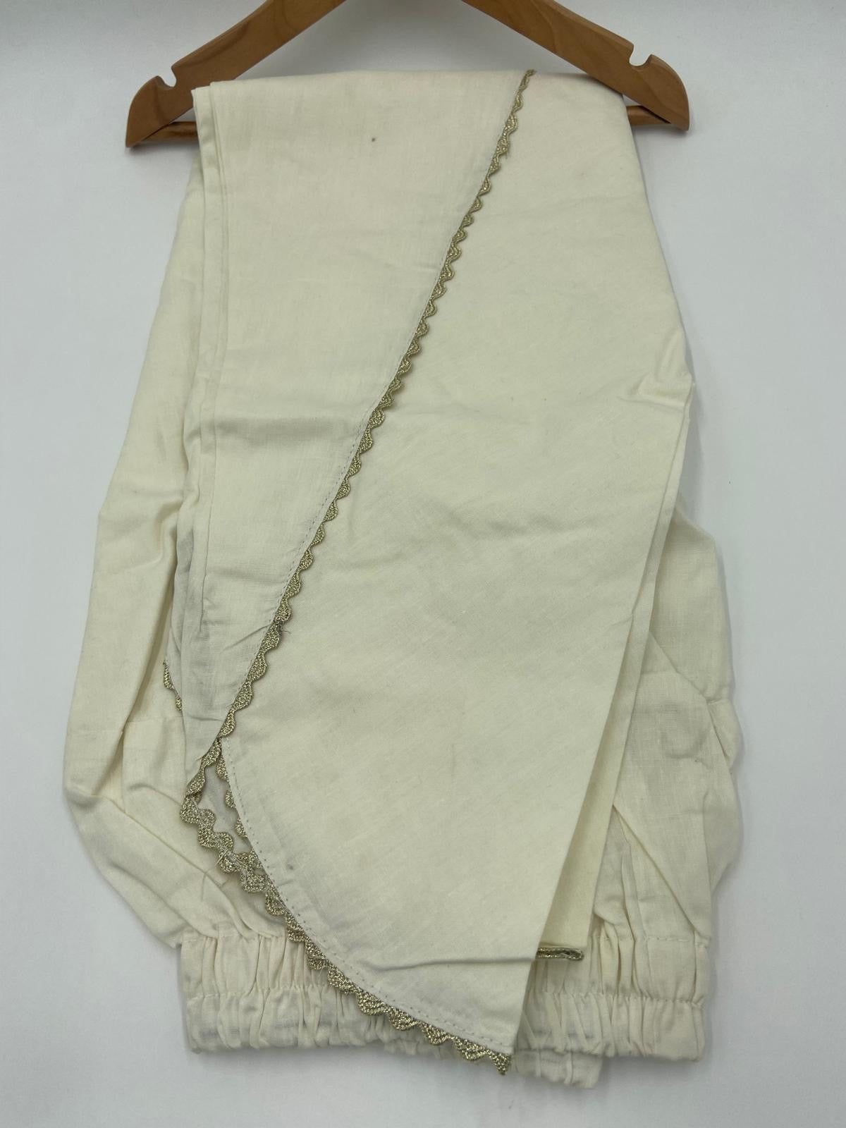 Cotton tulip trousers with gold lace border multiple colours