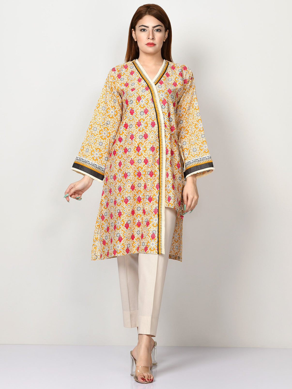 Limelight yellow lawn sequins shirt kurta dress