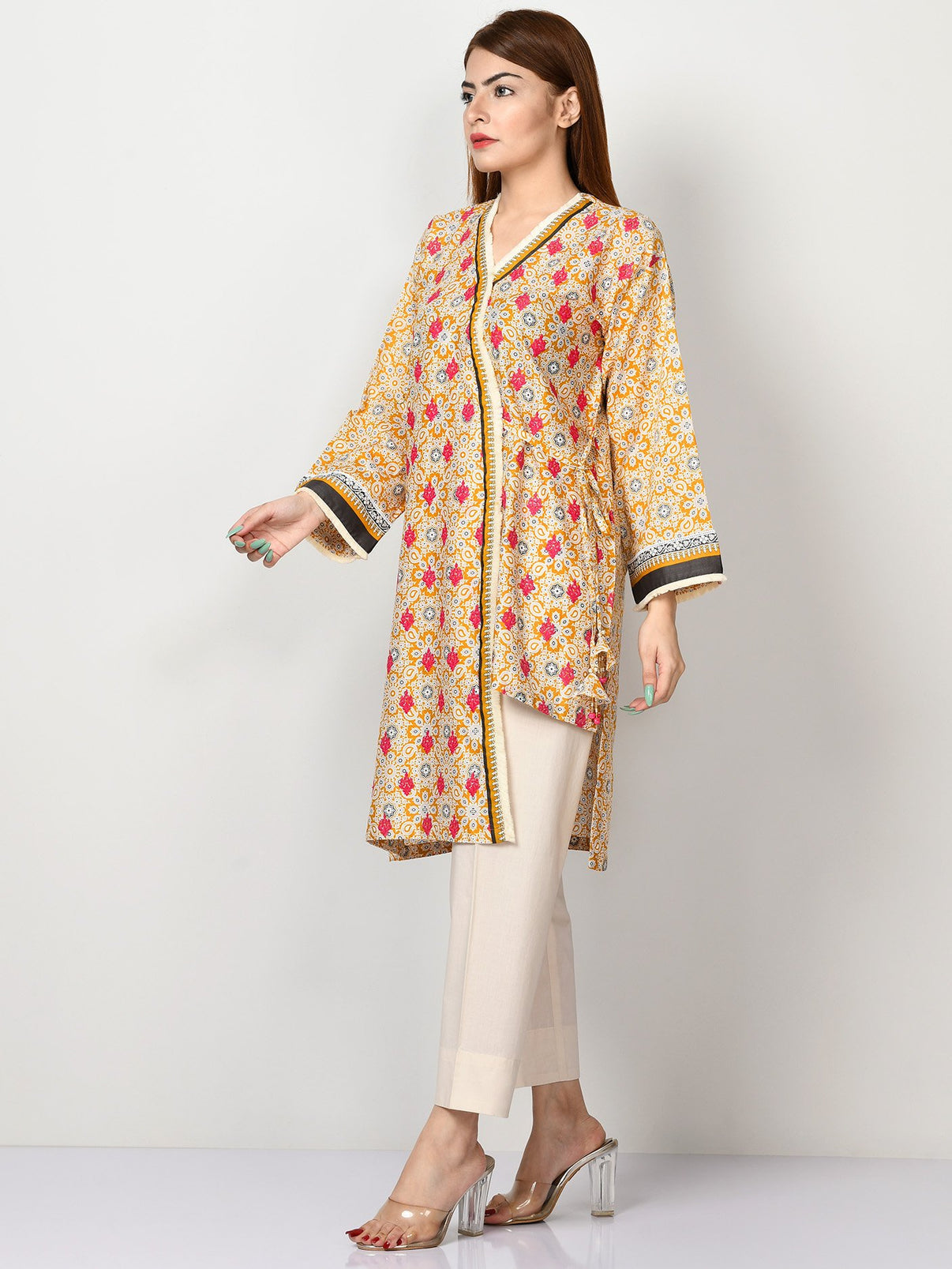 Limelight yellow lawn sequins shirt kurta dress