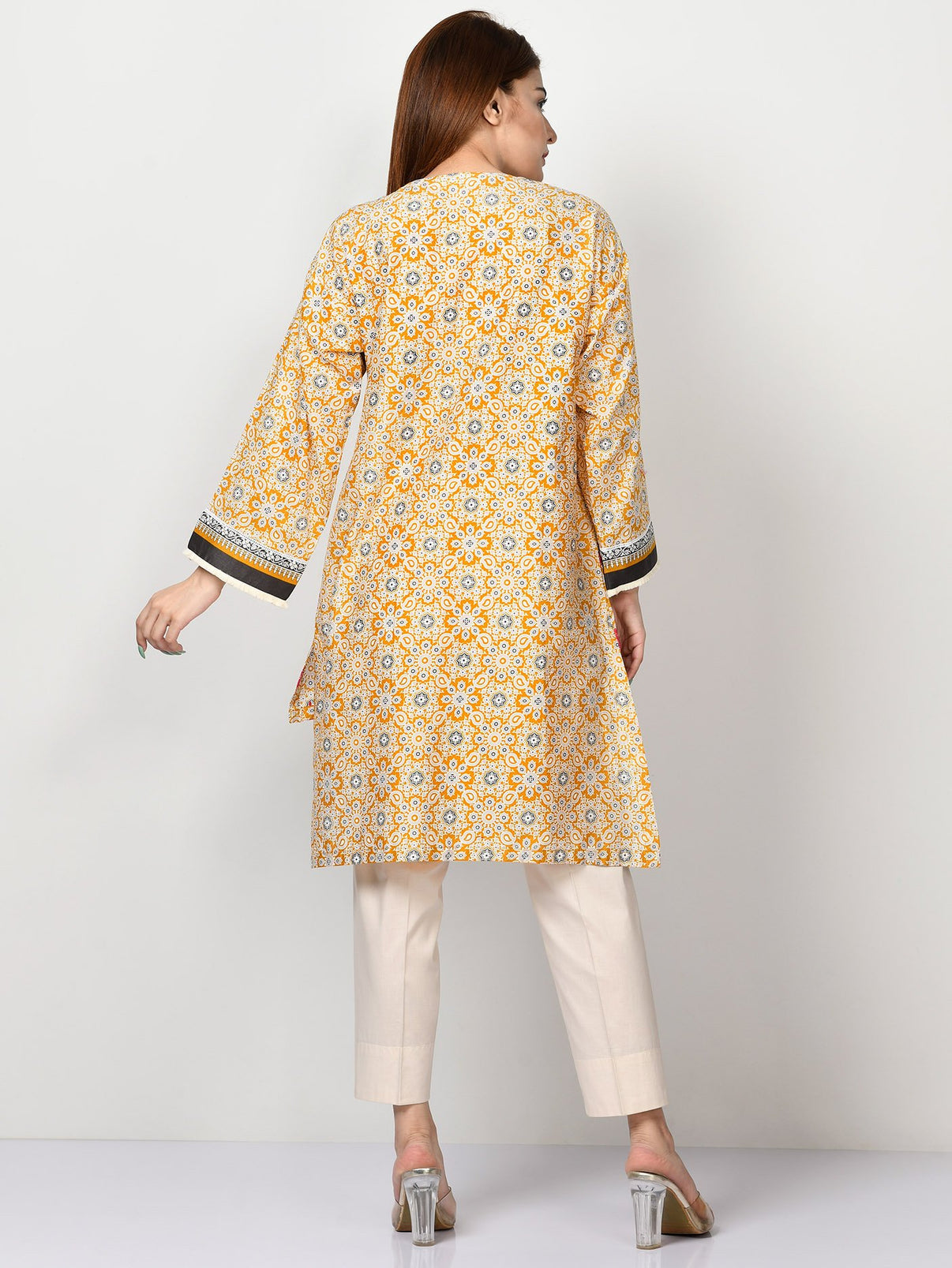 Limelight yellow lawn sequins shirt kurta dress