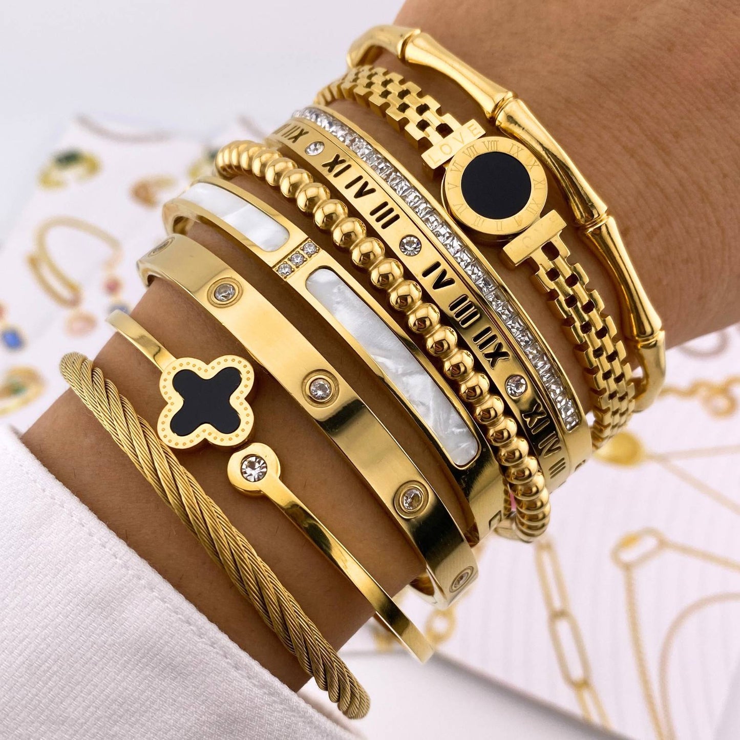 18K gold plated Stainless steel  Four-leaf clover bracelet, Intensity